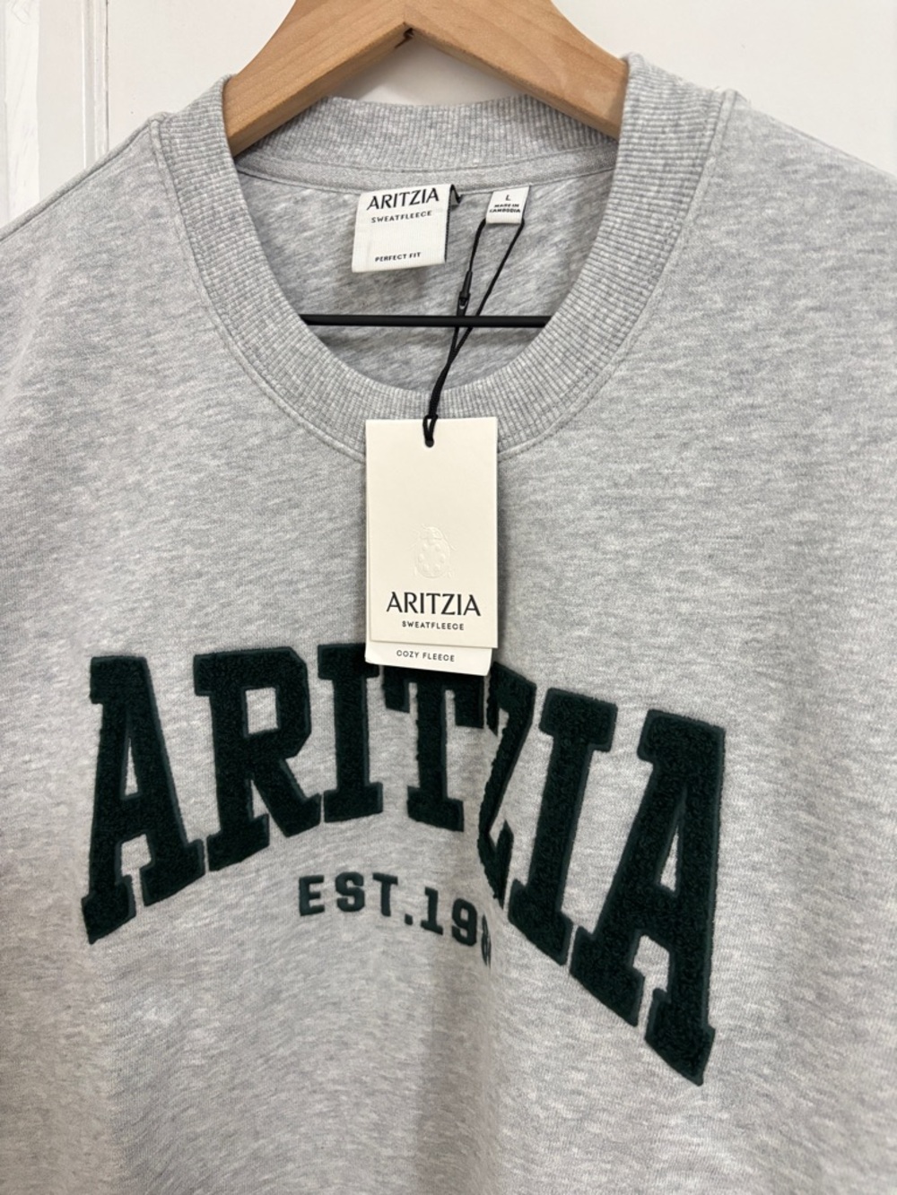 Aritzia Cozy Sweatfleece Perfect Crew Sweatshirt | H Chrome/Scarab | Size L & XL